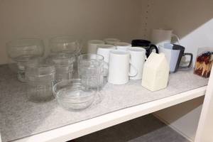 lot 325 image: Assorted Glassware, Serving Dishes, Coffee Cups Etc.