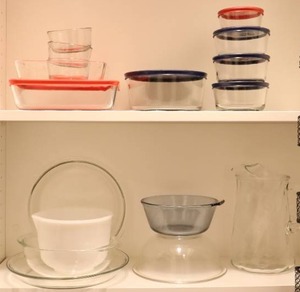 lot 330 image: Assorted Glass Storage Containers and Serving Bowls, Milk Glass Mixing Bowl Etc
