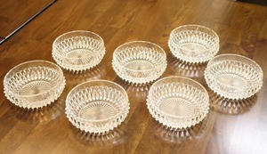 lot 339 image: Crystal Serving Bowl Set Diamond Point Cut Glass