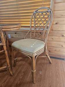 lot 19A image: Handsome Rattan Bistro Table & Chairs