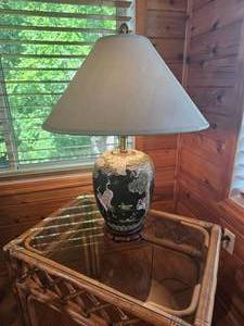 lot 47 image: Brilliant Handpainted Crane Chinese Ginger Jar Table Lamp