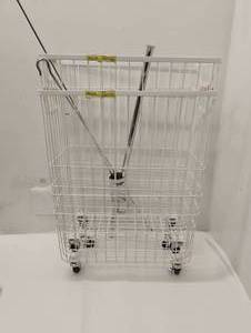 lot 11 image: 2 BRIGHTROOM WIRE ROLLING LAUNDRY HAMPER