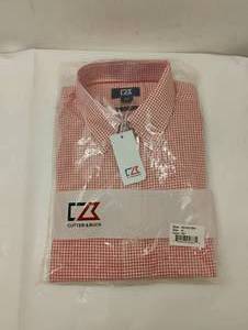 lot 42 image: NEW CUTTER & BUCK MENS ANCHOR LONG SLEEVE BUTTON UP SHIRT SIZE MEDIUM