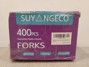 lot 104 image: NEW SUY NGECO 400PCS HEAVYDUTY PLASTIC FORKS