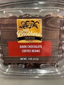 CT 4 - Lot of 3 Four Brothers Premium Dark Chocolate Coffee Beans, 9 oz Each