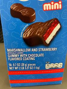 HI 1 - Bubu Lubu Mini Marshmallow and Strawberry Gummy with Chocolate Flavored Coating - 50 Pack