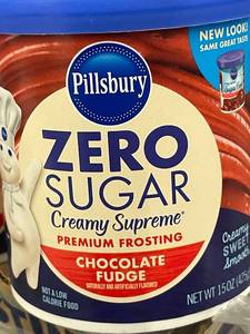 2 back 1.4 - Lot of 8 Pillsbury Zero Sugar Creamy Supreme Chocolate Fudge Frosting 15 oz