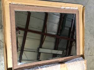 Amanti Art Alta Medium Brown 44.5 in. H x 34.5 in. W Framed Wall Mirror  Customer Returns See Pictures
