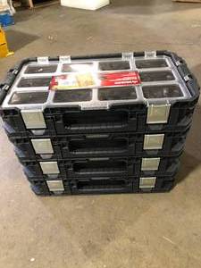 Lot of Husky Connect Stackable Portable Heavy Duty Lightweight 10-Compartment Small Tool and Parts Organizer Customer Returns See Pictures