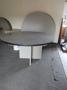 lot 949 image: ROUND GRAY LAMINATE TABLES