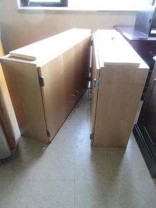 lot 946 image: SOLID MAPLE WALL MOUNT CABINETS WITH KEYS