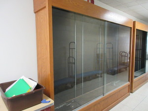 lot 944 image: LARGE OAK DISPLAY CABINET
