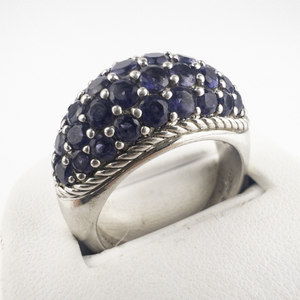 lot 118 image: Judith Ripka Iolite Cluster sterling Silver Ring. Size 8.