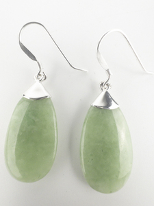lot 121 image: Gold Stone Jewelry Corp. Aventurine Drop Sterling Silver French Wire Earrings .
