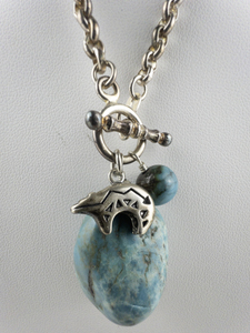 lot 129 image: Shubes Turquoise Bear Sterling Silver Necklace.