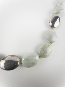 lot 141 image: Gold Stone Jewelry Corp. Aventurine & Sterling Silver Bead Necklace.