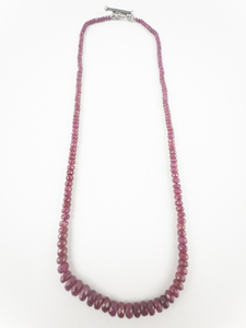 lot 144 image: Kambo Faceted Ruby Sterling Silver Bead Necklace.