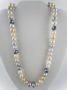 lot 145 image: Multi-Colored Freshwater Sterling Silver Pearl Necklace.