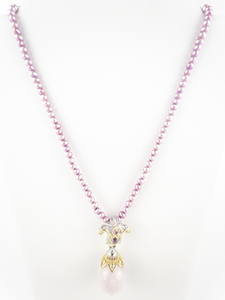 lot 151 image: Gem En Vouge Kunzite & Multi Gem Enhancer With Freshwater Sterling Silver Pearl Necklace.