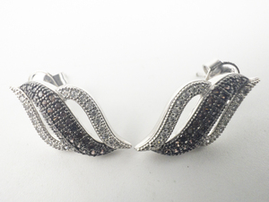 lot 157 image: Curvy Marcasite Sterling Silver Post Back Pierced Earrings.