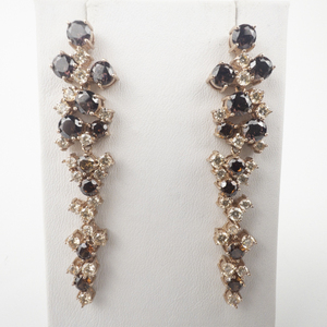 lot 161 image: Gorgeous Multi-Colored CZ Rose Plated sterling Silver Post Back Dangle Earrings .