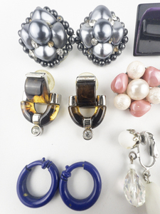 lot 165 image: Group of 8 Funky, Fun, & Bold Base Metal Earrings .
