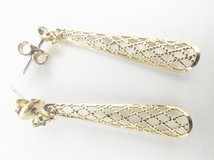 lot 166 image: AVON 1979 Lattice Lace Solitaire CZ Accented Base Metal Dangle Earrings .