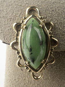 lot 174 image: Bell Trading Post Serpentine (Dalmatian Jasper Or Jade) Gold Tone Base Metal Clip-On Earrings .