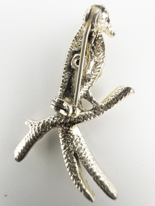 lot 189 image: Tropical Bird With Aurora Borealis Rhinestones white Base Metal Brooch .