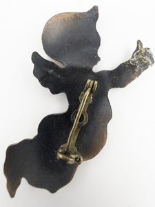 lot 201 image: Hand Made Cherub Patinated Copper Brooch .