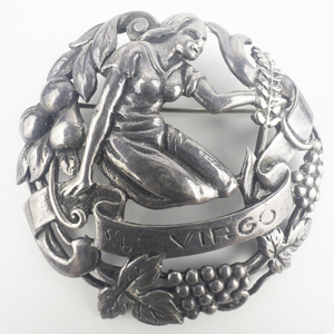 lot 222 image: Peruzzi (Italy) Virgo Lady With Grapevine Design Sterling Silver PendantBrooch.