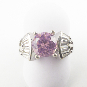 lot 234 image: Pink & White CZ sterling Silver Ring. Size 8 - 8.25.