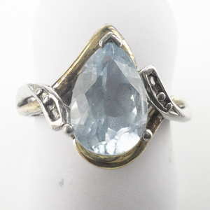 lot 237 image: Richline Sky Blue Topaz & Diamond () Accented Sterling And 10K Yellow Gold Ring. Size 7.