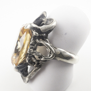 lot 250 image: Organic Oval Cut Citrine () Sterling Silver Ring. Size 6.25 - 6.5.