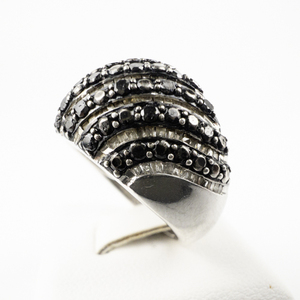 lot 256 image: OTC international Marcasite Dome Sterling Silver Ring. Size 8 - 8.25.