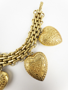 lot 263 image: Diamonique Aurientis Filigree Heart Yellow Plated Base Metal Charm Bracelet.