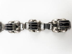 lot 266 image: Mexico  Black Onyx Sterling Silver Panel Bracelet.