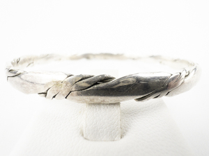 lot 268 image: Taxco, Mexico Textured Twisted Sterling Silver Bangle.