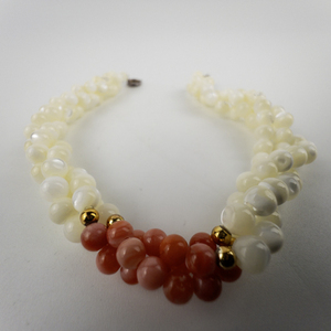 lot 272 image: Coral & Mother Of Pearl Multi-Strand Beaded Bracelet .