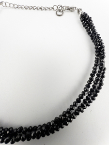 lot 273 image: Bangkok Ratnaraj Jewelers Old Cut Rondelle Jet Sterling Silver Multi-Strand Beaded Bracelet .