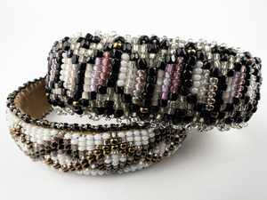lot 275 image: Native American Or Mayan() Pair Of Beaded Loom Cuff Bracelets.