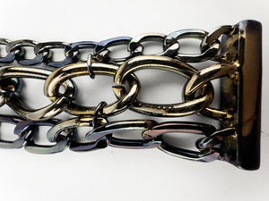lot 277 image: Chunky Triple Chain Stainless Steel Chain Bracelet .