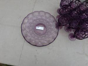 lot 6 image: Vintage Purple Glass Drinkware Set with Serving Plate