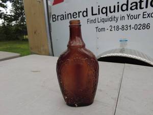 lot 10 image: Vintage Amber Glass Bottles - Set of 2