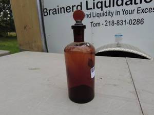 lot 11 image: Vintage Amber Glass Bottles - Lot of 2