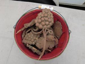 lot 25 image: Lot of Decorative Wooden Grapevine Ornaments in Basket