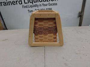 lot 30 image: Handcrafted Wooden and Woven Basket Planter