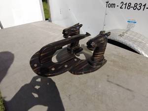 lot 40 image: Vintage Wooden Horse Head Hitching Post Brackets