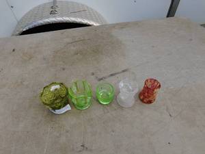 lot 66 image: Lot of 5 Ornate Glass Salt Cellars