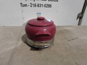 lot 130 image: Vintage Red Ceramic Pot with Metal Stand